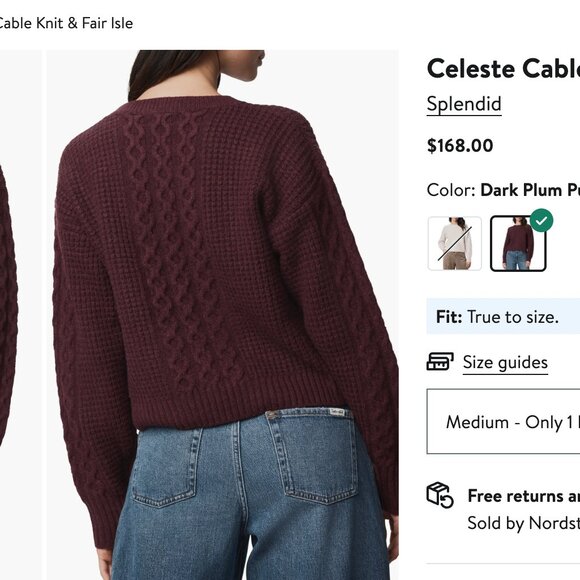 Splendid Sweaters - Splendid Cable Stitch Sweater